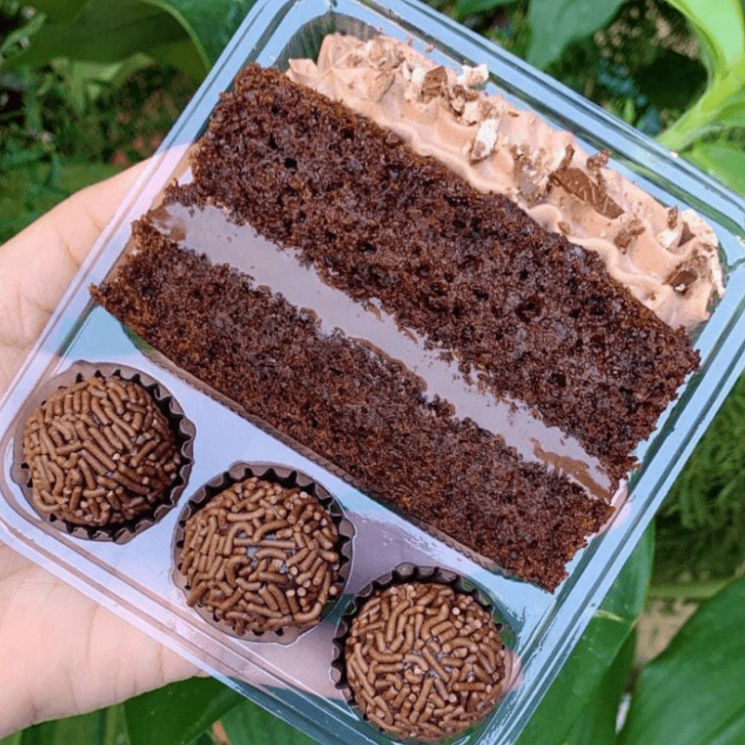 🛍️Embalagem Delícias de Festa para Fatia de Torta/Bolo e 3 Docinhos 100 unidades