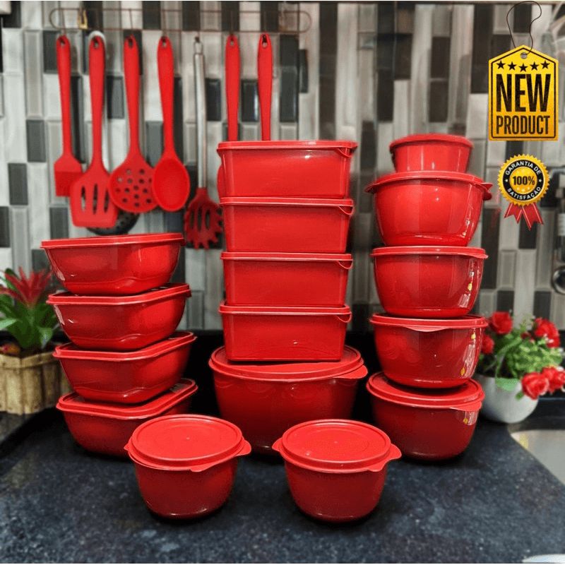 🛍️Kit 15 Potes Herméticos para Alimentos | Vários Tamanhos | Organização de Cozinha Livre de BPA