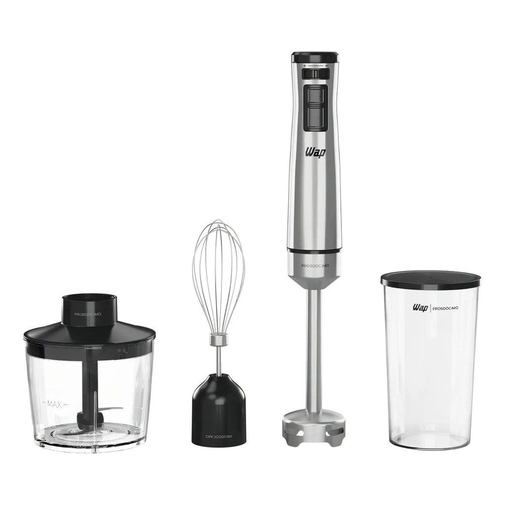 🛍️Mixer 3 Em 1 WAP WM1 Processador Portátil Inox com Batedor de Claras