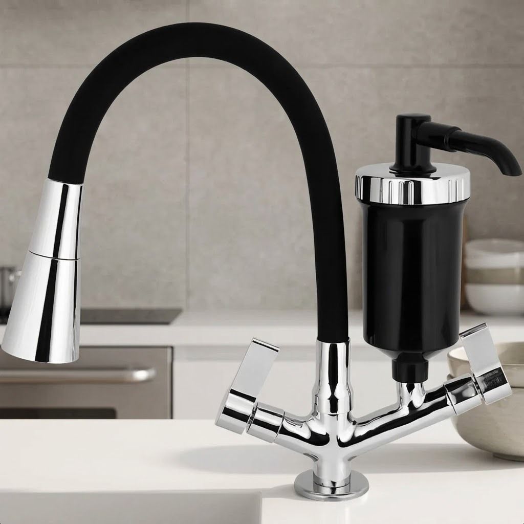 🛍️Torneira Gourmet Filtro Bancada Flexivel Preta Pia Cozinha